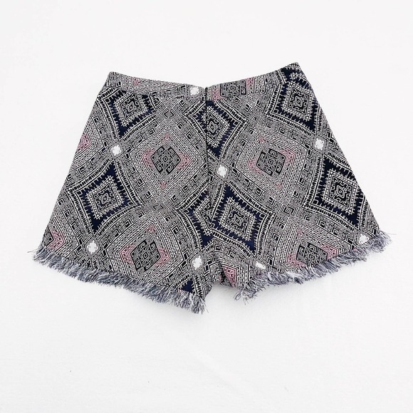 Rory Beca Blue Printed Shorts Fringe Detailing SZM - Picture 6 of 6